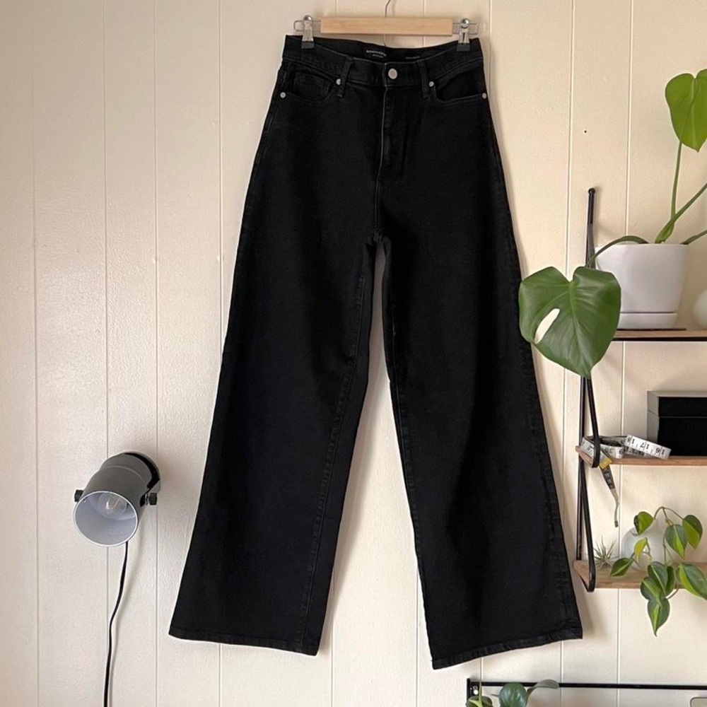 Banana Republic high rise wide leg jeans, black size 28